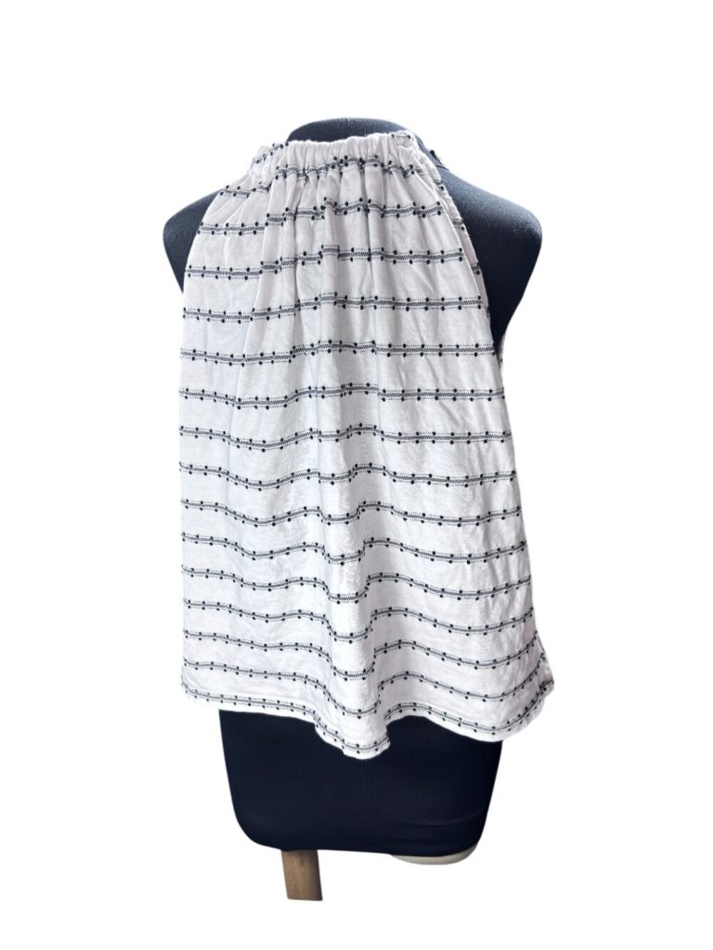 Loft Womens Black & White Striped Sleeveless Halter Top With Bow Tie Neck
